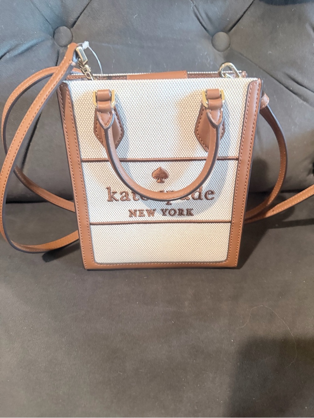 Kate Spade New York Ellie Canvas Mini Tote NWOT durable canvas leather trim